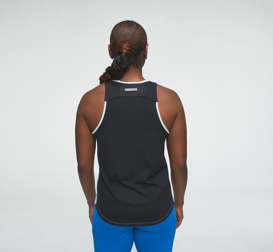 Top Hoka One One Mujer - Performance Tank - Azules/Negras - HRL683142